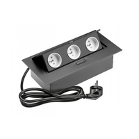 Gniazdo meblowe wpuszczane  3-gniazda z uziemieniem czarne GTV AE-PBC3GU-20