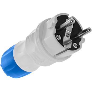 Wtyczka hermetyczna z uziemieniem IP54 16A 2P+Z 250V szary/niebieski Plastrol W-97976