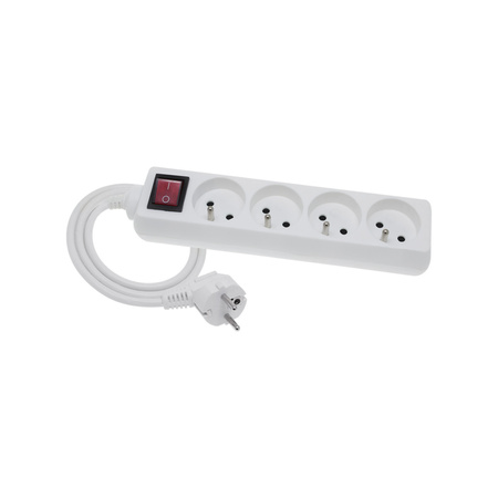 Przedłużacz z uziemieniem i wyłącznikiem biały 4-gniazda 5m OMY 3x1 Elgotech EPS-405W