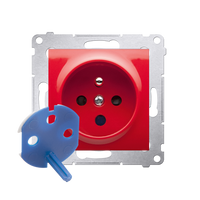Gniazdo pojedyncze  DATA z kluczem czerwone Simon 54 DGD1.01/22 Kontakt-Simon