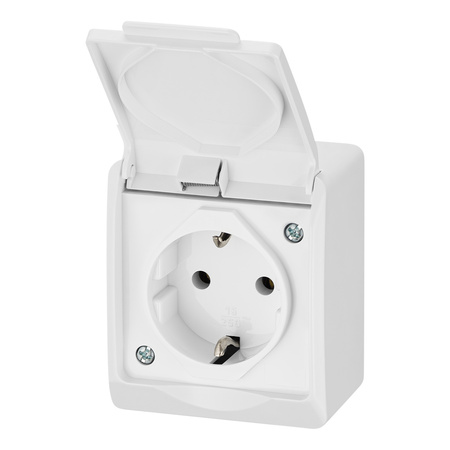 Gniazdo pojedyncze natynkowe hermetyczne schuko biały HERMES 0324-02 ELEKTRO-PLAST