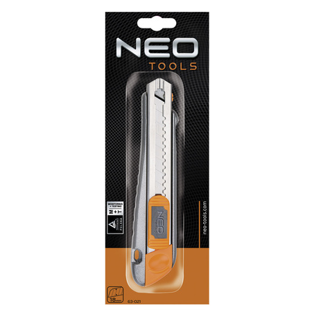 Nóż z ostrzem łamanym 18mm z metalowy korpusem NEO 63-021
