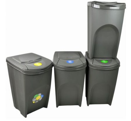 Zestaw Koszy do segregacji odpadów 4 x 35l szare SORTI BOX Keden IKWB35S4-405U