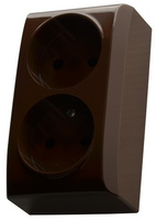 Gniazdo podwójne bez uziemienia brąz BIS GN-2B/24 OSPEL