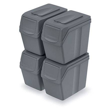 Zestaw koszy do segregacji śnieci szare 4 x 20L Sortibox Keden ISWB20S4-405U
