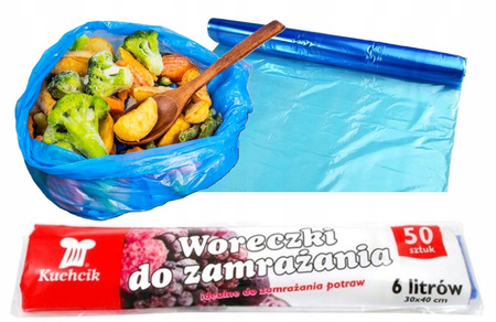 Woreczki na mrożonki ryby warzywa owoce pojemność 6 litrów 50szt Kuchcik