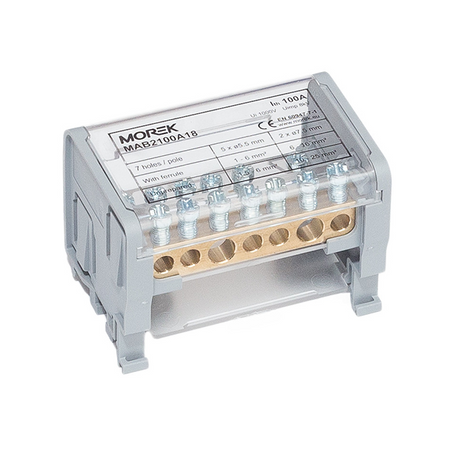 Blok rozdzielczy 2-polowy 100A 1000V 2x25mm + 5x6mm Morek MAB2100A18