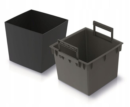 Doniczka kwadratowa z wkładem antracytowa URBI SQUARE LOW DURS300L-S433