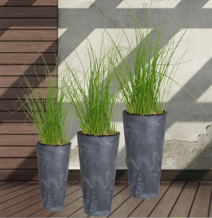Doniczka wysoka z wkładem antracytowa TUBUS SLIM BETON EFFECT DTUS250E-S433