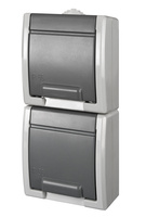 Gniazdo podwójne natynkowe hermetyczne szary AQUANT IP55 1252-10 Elektro-Plast