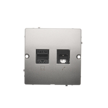 Gniazdo koputre + telefon satynowe Basic BMF5T.02/29 Kontakt-Simon
