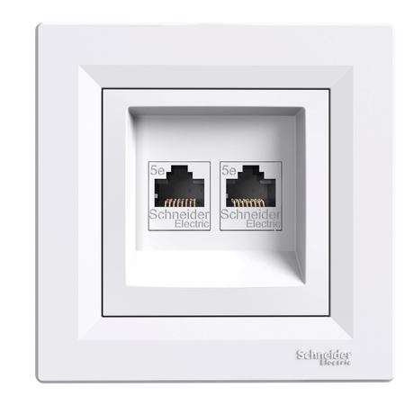 Gniazdo  komputerowe podwójne RJ45 białe Asfora EPH4400121 Schneider