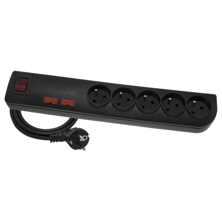 Przedłużacz przeciwprzepięciowy z/u 5-gniazda 3m czarny Elgotech PSF2-503-2