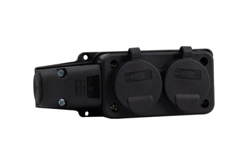 Rozgałęźnik gumowy do przedłużacza 2-gniazda IP44 16A F-elektro F6.0371