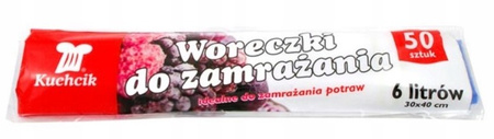 Woreczki na mrożonki ryby warzywa owoce pojemność 6 litrów 50szt Kuchcik