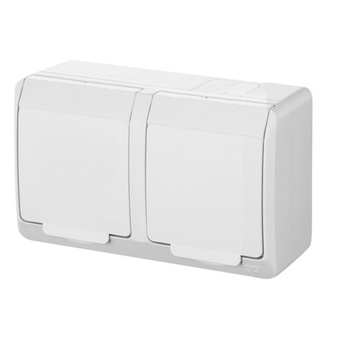 Gniazdo podwójne hermetyczne z uziemieniem IP44 biały HERMES 0322-02  ELEKTRO-PLAST