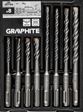 Wiertła do betonu SDS Plus z podwójną spiralą 5/6/8/10 dł 110mm 160mm NEO 8 szt