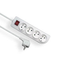 Przedłużacz z uziemieniem i wyłącznikiem 4-gniazdowy biały 2mb OMY 3x1 Elgotech PSN-402W