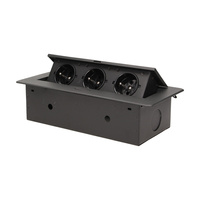 Gniazdo wpuszczane w blat z płaskim frezowanym rantem 3x2P+Z czarne OR-AE-1336/B