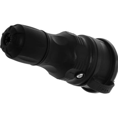 Gniazdo przenośne hermetyczne czarne z klapką 16A 2P+Z 250V IP54 Plastrol W-97448
