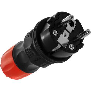 Wtyczka hermetyczna z uziemieniem IP54 16A 2P+Z 250V czarny-czerwony Plastrol W-97977