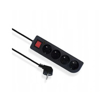 Przedłużacz z wyłącznikiem 4-gniazda z/u czarny 1,5m OMY 3x1mm  Elgotech EPS-401,5W-2