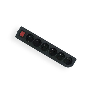 Rozgałęźnik do przedłużacza z wyłacznikiem 6-gniazda z uziemieniem czarny Elgotech GN-60W-2
