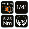 Klucz dynamometryczny dwukierunkowy 1/4 cala 5-25Nm zestaw 21szt. NEO 08-821