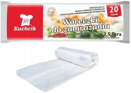 Worki na mrożonki przeźroczyste 3,5L 25x35cm 20szt Kuchcik 