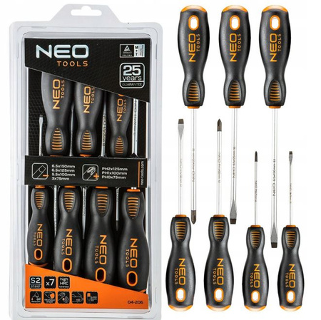 Zestaw wkrętaków płasko - krzyżowych magnetycznych NEO 04-206  7 szt.