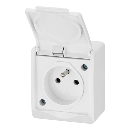 Gniazdo pojedyncze z uziemieniem IP44 białe HERMES 0321-02  ELEKTRO-PLAST 