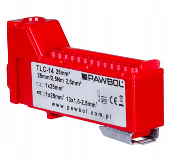 Listwa zaciskowa bezgwintowa czerwona LZB 14/CZ Pawbol E.4136CZ