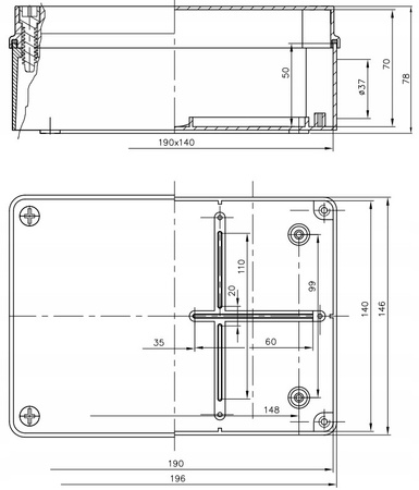 Puszka natynkowa hermetyczna czarna IP65 190 x 140 x 70mm Pawbol S-BOX 416C