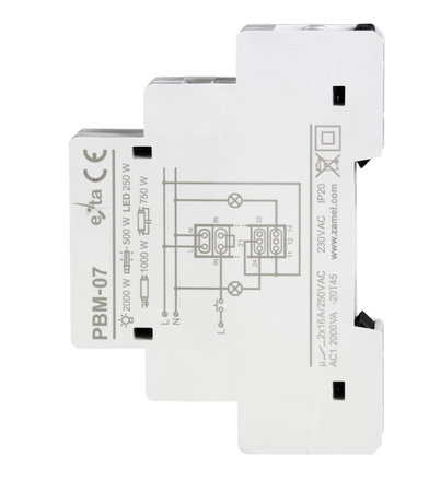 Przekaźnik bistabilny 2-polowy 230V AC PBM-07 Zamel EXT10000221 
