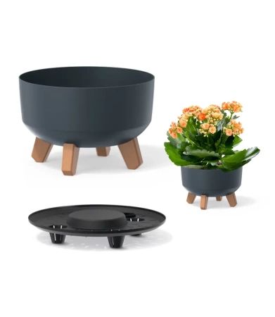 Doniczka na nóżkach antracytowa  Gracia Low DGRL400L-S433