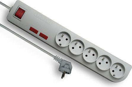 Przedłużacz przeciwprzepięciowy 5-gniazda z/u 5m szary Elgotech PSF2-505