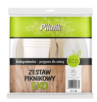 Zestaw piknikowy ECO talerz, kubek, nóż i widelec Kuchcik 4077