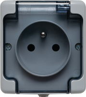 Gniazdo pojedyncze natynkowe hermetyczne z/u IP54 szare BRYZA 180032