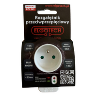 Rozgałęźnik przeciwpięciowy z uziemiem biały Elgotech R-10F