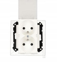 Gniazdo podwójne z uziemieniem IP44 biały mat Simon 55 TGZ2BMCZ.01/111A Kontakt-Simon