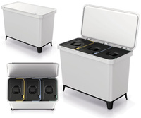 Kosz na śmieci popielaty z trzema pojemnikami Keden NKS45W3-427C