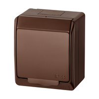 Gniazdo pojedyncze natynkowe hermetyczne z uziemieniem IP44 brązowy HERMES 0321-06 