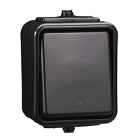 Łącznik schodowy natynkowy hermetyczny czarny IP44 CEDAR WNT600C05 