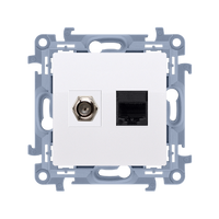 Gniazdo antenowe F + RJ45 biały SIMON 10 CASFRJ455.01/11 Kontakt-Simon