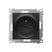 Gniazdo pojedyncze z uziemieniem i przesłonami czarny Simon 54 DGZ1Z.01/49 Kontakt-Simon
