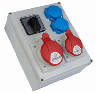 Rozdzielnia czarna z okienikiem 1 x 32A/5P 1 x 16A/5P  4 x 250V ROS 11C/x-21/A