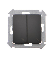 Wyłącznik schodowy podwójny czarny mat Simon 54 DW6/2.01/49 Kontakt-Simon