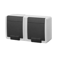 Gniazdo podwójne natynkowe hermetyczne szare IP55 Aquant 2K 5042-10