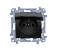 Gniazdo pojedyncze z uziemieniem IP44 czarny mat Simon 10 CGZ1BCU.01/49 Kontakt-Simon