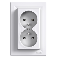 Gniazdo podwójne z uziemieniem białe Asfora EPH9800221 Schneider